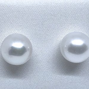 Pendientes de Perla cultivada de agua dulce, esféricas, 13,5 mm.