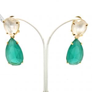 Pendientes  con Terbium verde y blanco.