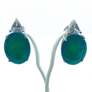 Pendientes verde esmeralda y circonita.