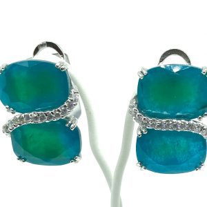 Pendientes cuatro piedras verde esmeralda.