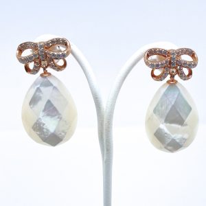 Pendientes de madreperla facetada en Plata dorada rosa