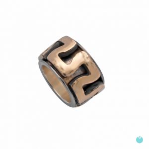 Sortija bicolor giratoria , en plata y oro.