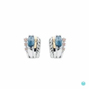 Pendientes en plata rodiada,con cuadruple aro ,y Terbium azul zafiro.Detalles en oro de 9 k. (copia)