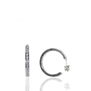 Aros de plata rodiada, con circonitas 18 mm