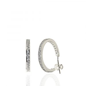 Aros de plata rodiada, con circonitas 24 mm