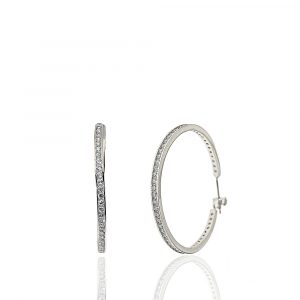 Aros de plata rodiada, con circonitas 34 mm