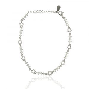 Pulsera en plata de ley rodiada con estrellas y circonitas en garras