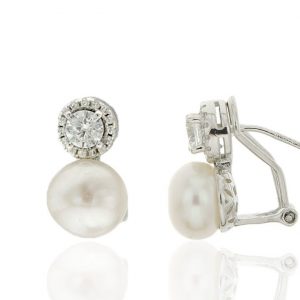 Pendientes de perla cultivada y circonitas