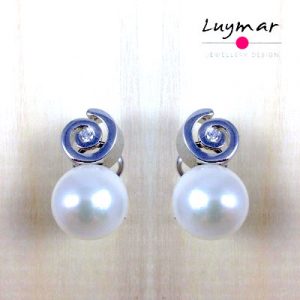 Pendientes ,"Tú y Yo", de Perla y Circonita mini en espiral