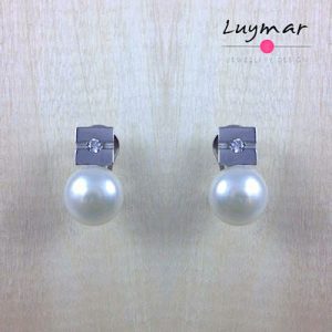 Pendientes ,"Tú y Yo", de Perla y Circonita mini en chatonne
