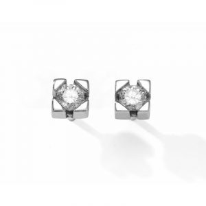 Pendientes oro blanco y brillantes.0,30 cts