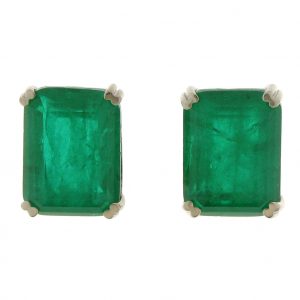 Pendientes de Plata rodiada con doblete de Cuarzo y Terbium verde Esmeralda