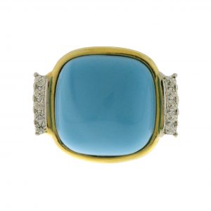 Sortija de plata dorada con Terbium Turquesa