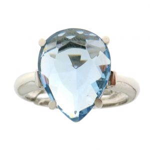 Sortija de plata rodiada con Terbium azul aguamarina
