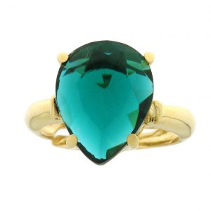 Sortija de plata dorada con Terbium verde