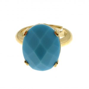 Sortija de plata dorada con Terbium Turquesa Oval